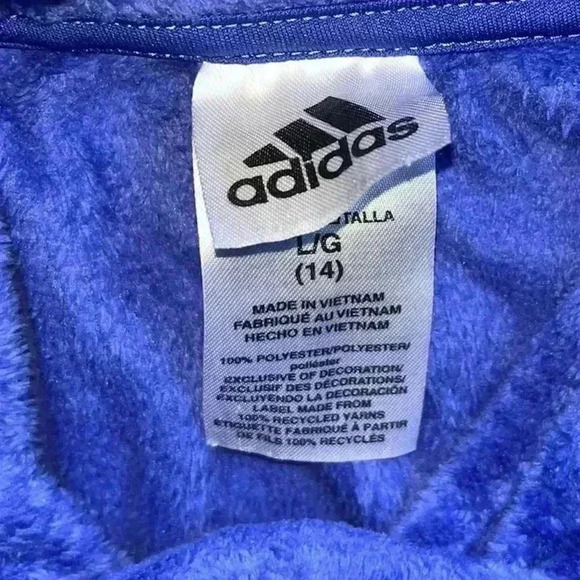 ADIDAS Girls Silken Soft Fleece Pullover Hoodie Sweatshirt Fuschia L 14 Large - Picture 3 of 4